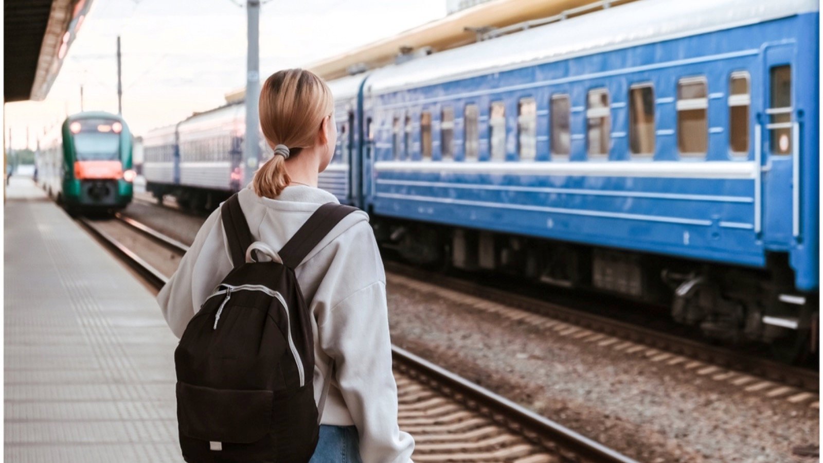 Traveler waiting for train