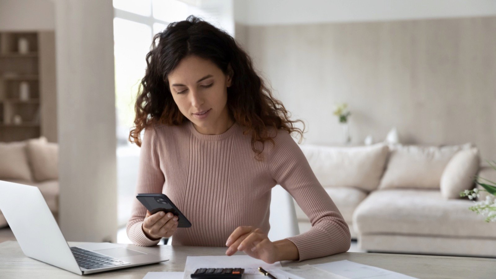 Woman budget planning