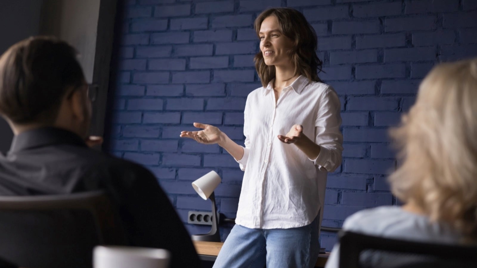 Woman presenting in meeting