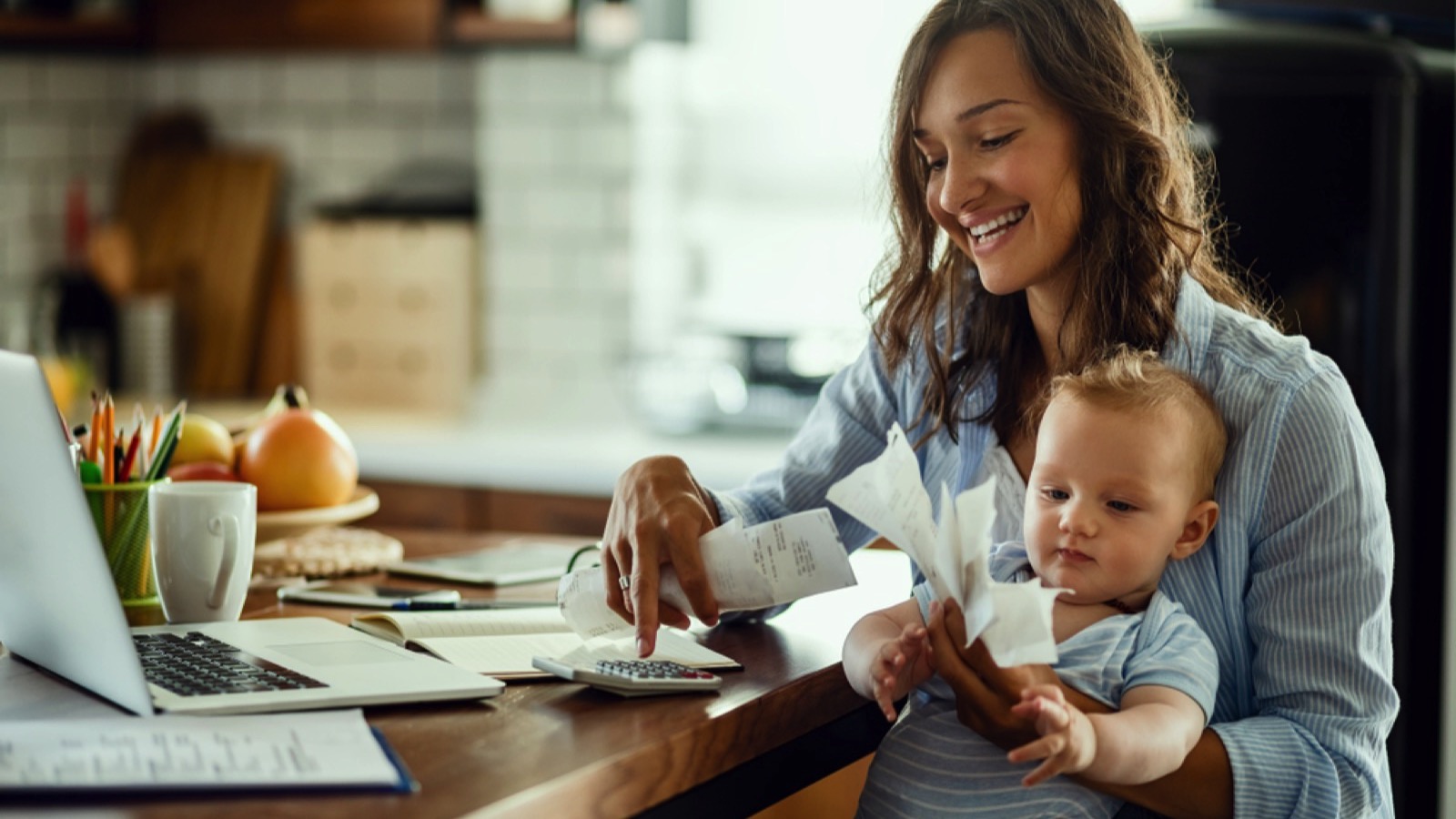 Working mother with baby