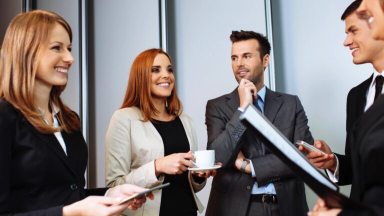 Business people talking during meeting