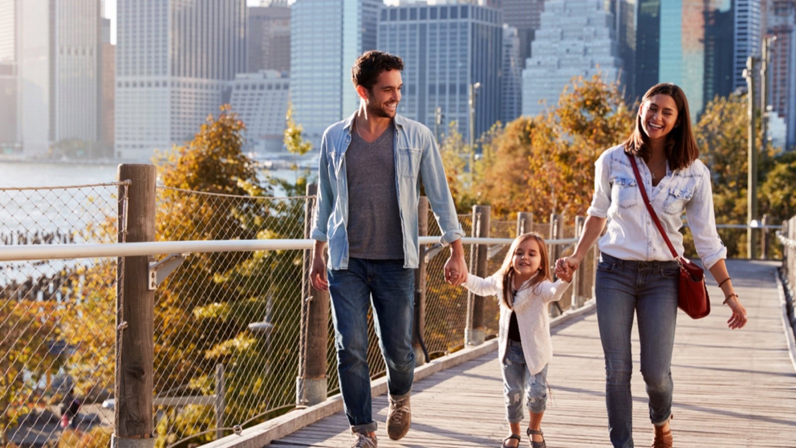 Family walking in New York