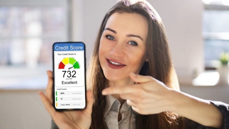 Happy woman with high score