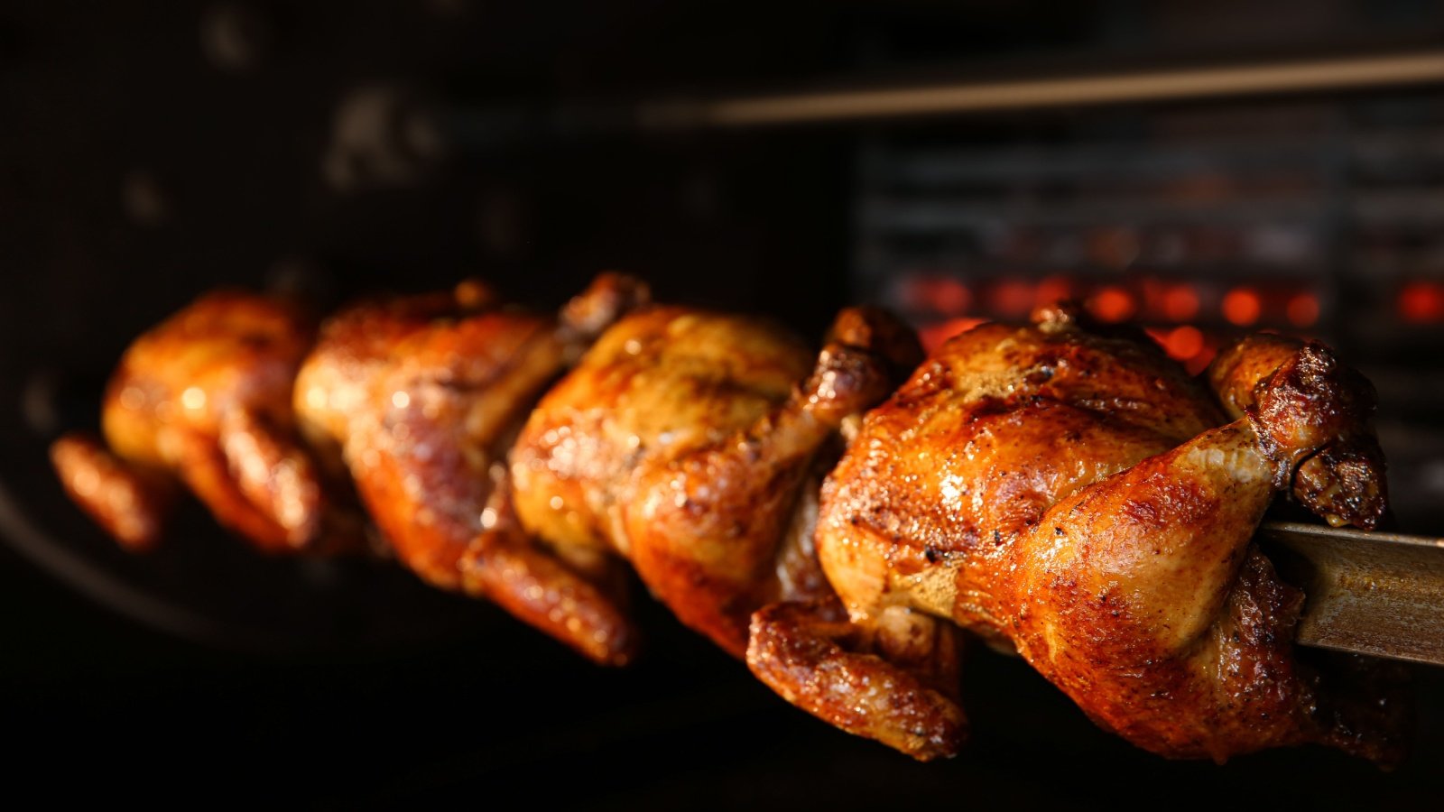 Rotisserie Chicken, 4 chickens on spit