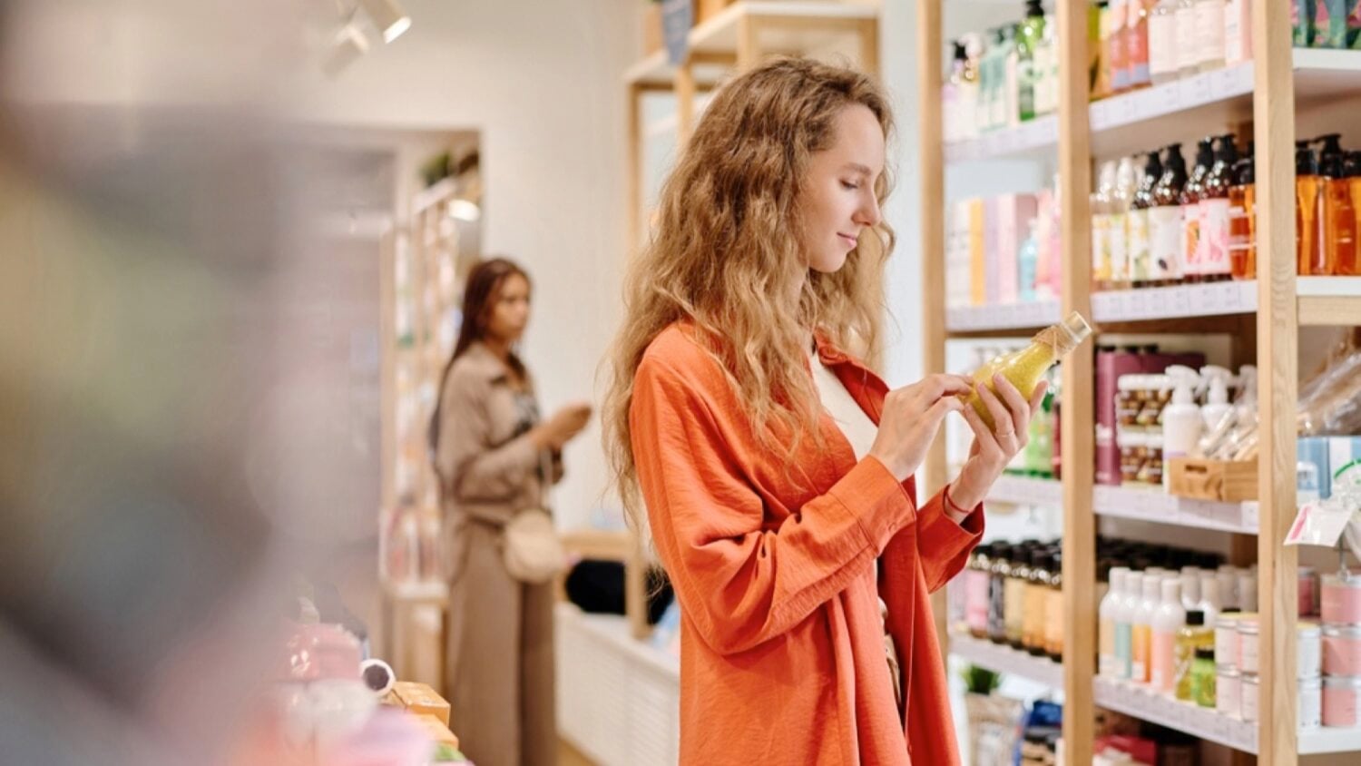 Woman choosing skincare