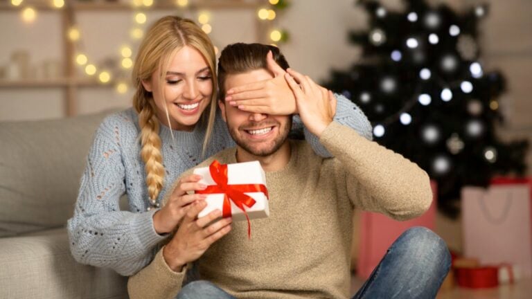 Woman gifting to her husband