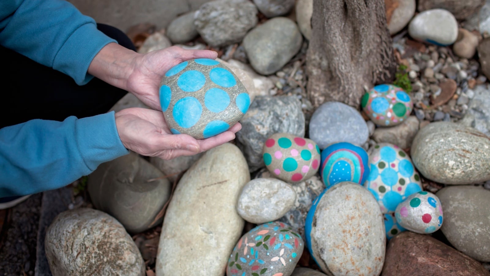 Painted rocks to decorate the garden