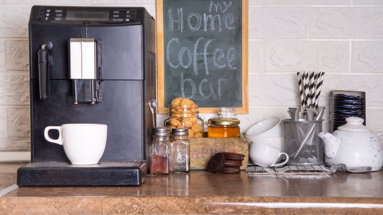 Home Coffee Station, hot drinks Bar.