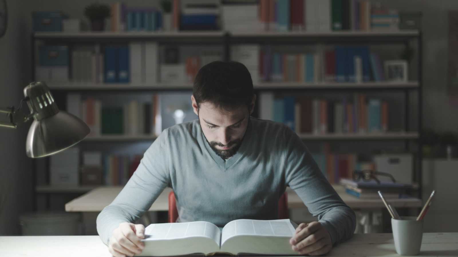 Man staying up late night