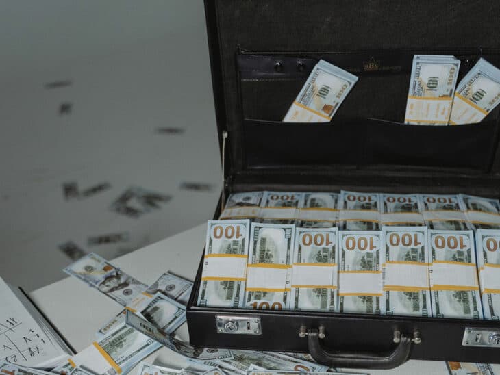 Black briefcase full of cash.