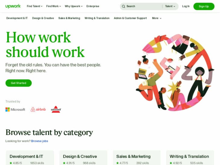 Screenshot of upwork.com, one of the best freelance sites for beginners.